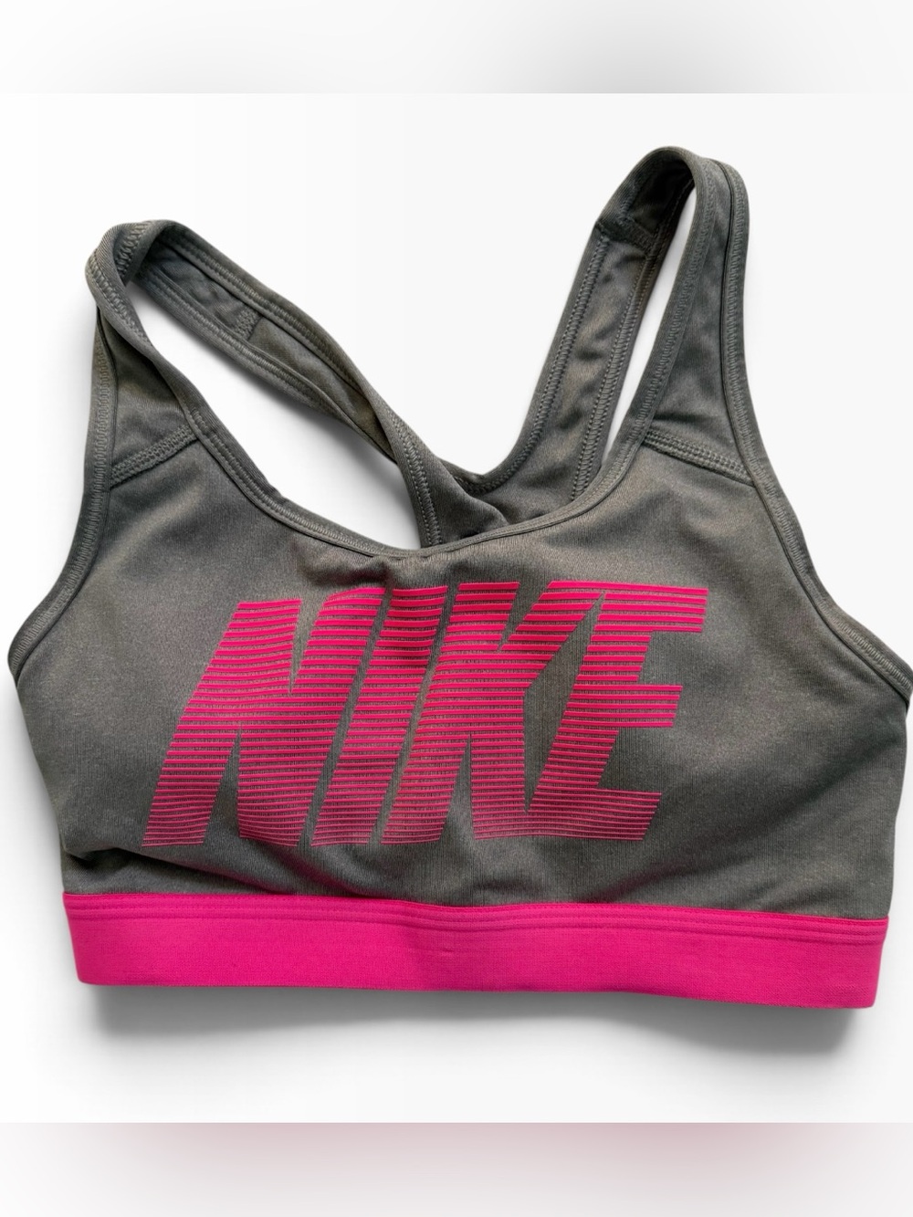 Nike Dri-Fit Pro Classic Padded Sports Bra Size XS Grey & Pink Racerback